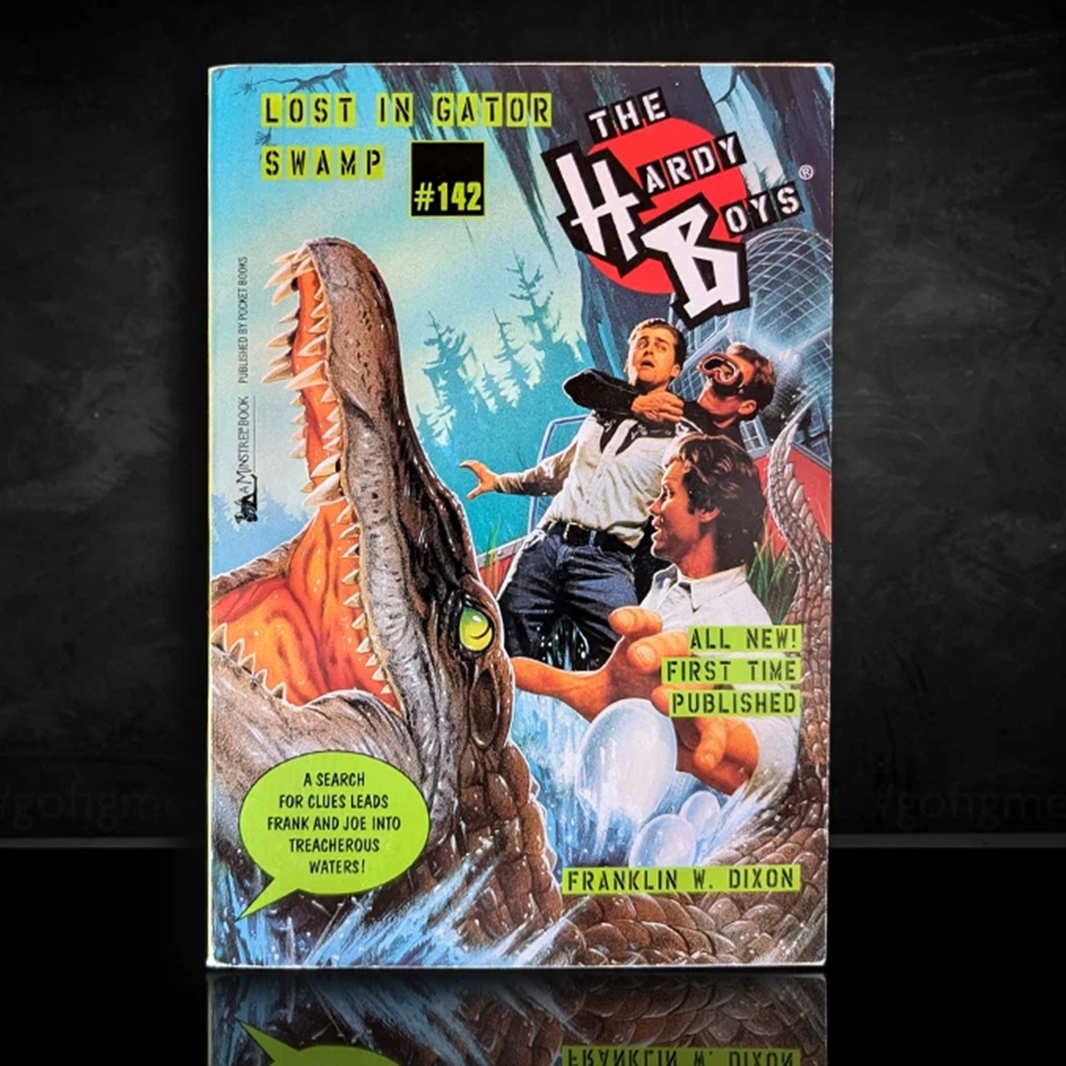 Image of a Hardy Boys Paperback book featuring 142 Lost in Gator Swamp - The Hardy Boys Paperback Book - Vintage 1997