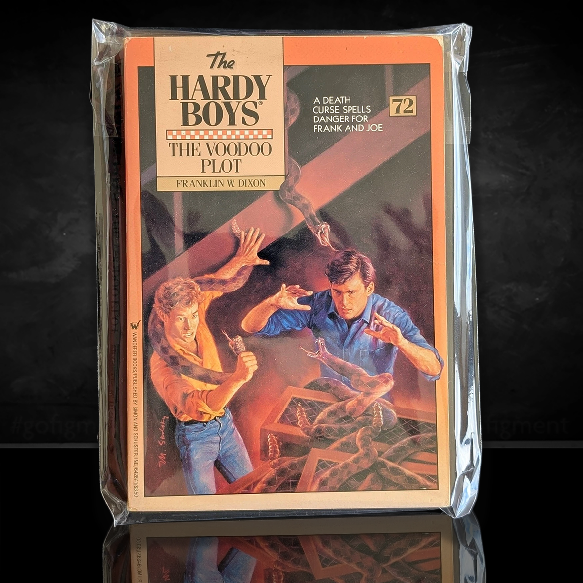 Image of a Hardy Boys Paperback book featuring 72 The Voodoo Plot - The Hardy Boys Paperback Book - Vintage 1982