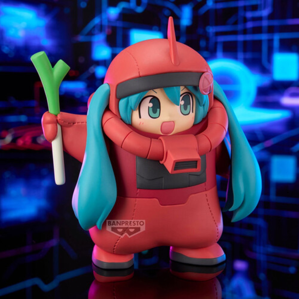 Hatsune Miku Gundam 45th Anniversary Char's Zaku Costume Figure Banpresto Statue new in box with teal hair and red costume