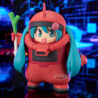 Hatsune Miku Gundam 45th Anniversary Char's Zaku Costume Figure Banpresto Statue new in box with teal hair and red helmet suit