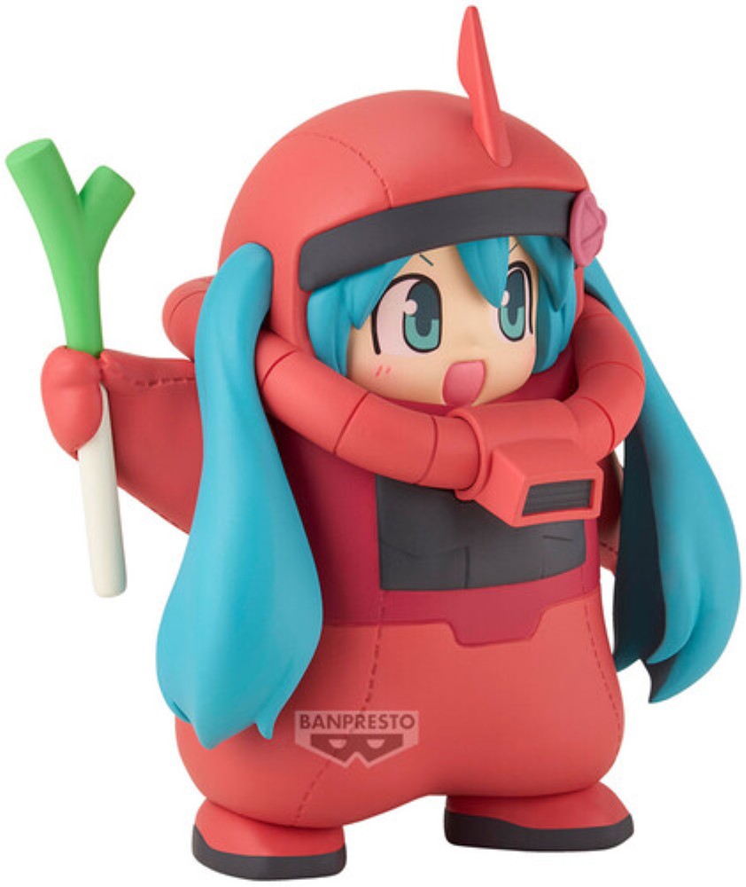 Hatsune Miku Gundam 45th Anniversary Char's Zaku Costume Figure Banpresto Statue new in box with teal hair and red mech suit