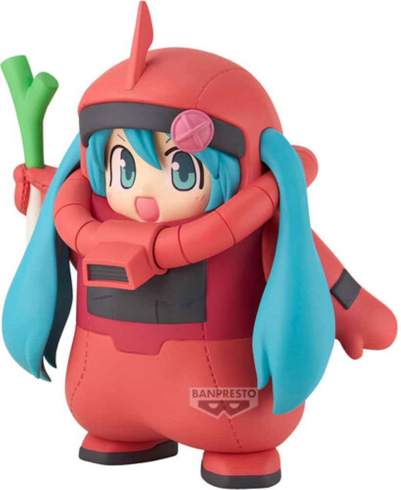 Hatsune Miku Gundam 45th Anniversary Char's Zaku Costume Figure Banpresto Statue new in box with teal twin tails and red armor suit