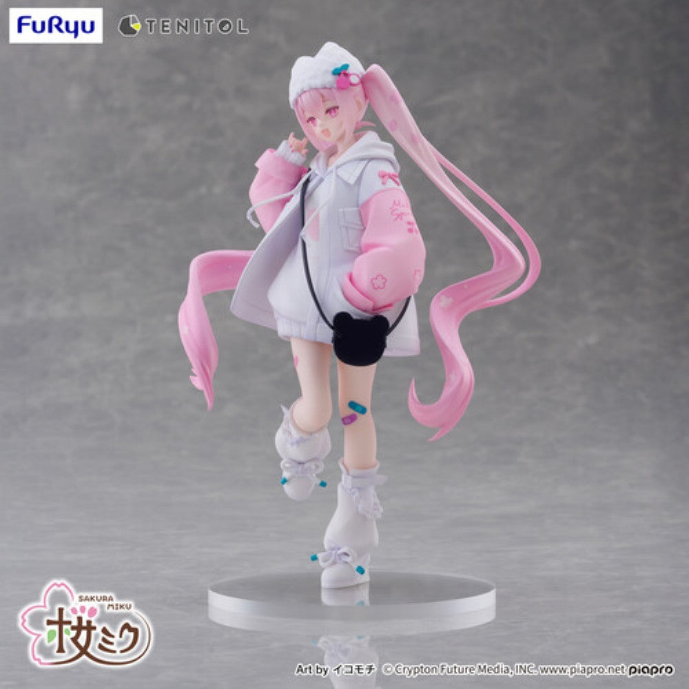 Hatsune Miku Tenitol Sakura Miku Cool Style Figure by FuRyu new in box collectible with pink twin tails and pastel outfit by Banpresto