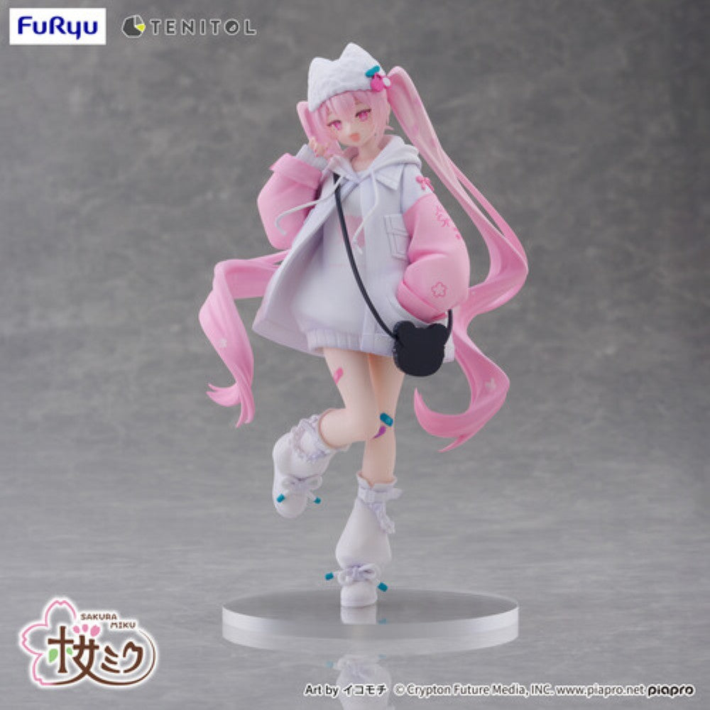 Hatsune Miku Tenitol Sakura Miku Cool Style Figure by FuRyu new in box collectible by Banpresto with pink twin tails and casual outfit