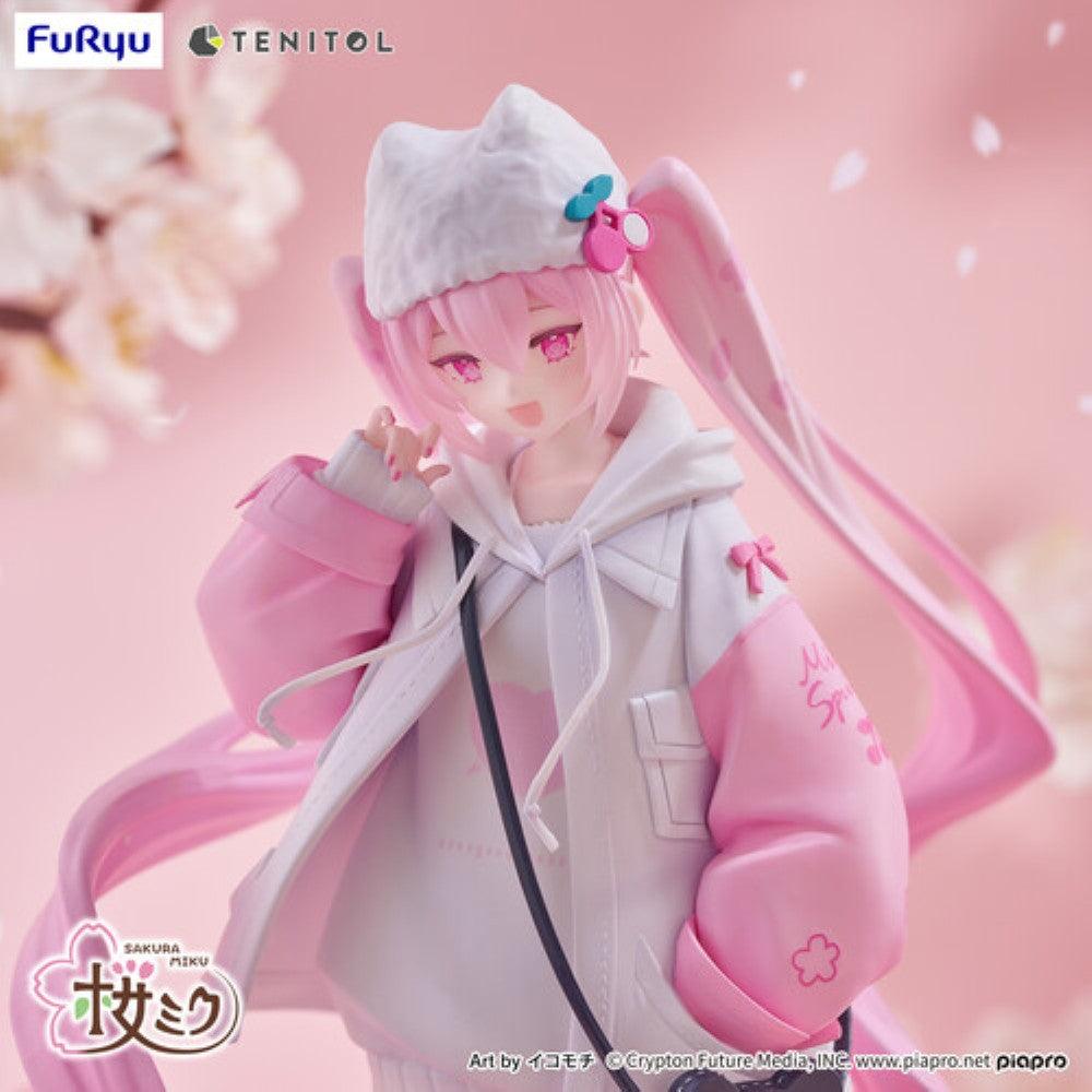 Hatsune Miku Tenitol Sakura Miku Cool Style Figure by FuRyu new in box collectible by Banpresto with pink and white outfit