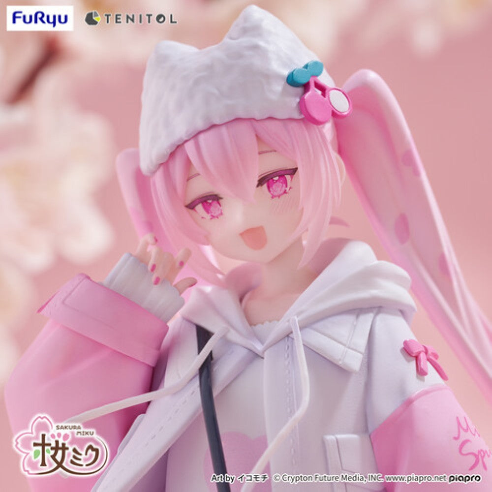 Hatsune Miku Tenitol Sakura Miku Cool Style Figure by FuRyu new in box collectible by Banpresto with pink hair and white hat