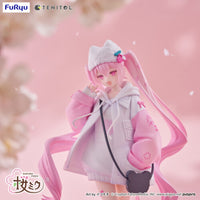 Hatsune Miku Tenitol Sakura Miku Cool Style Figure by FuRyu new in box by Banpresto with pink twin tails and pastel hoodie