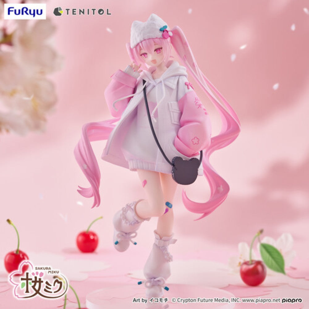 Hatsune Miku Tenitol Sakura Miku Cool Style Figure by FuRyu new in box collectible with pink hair and pastel outfit by Banpresto