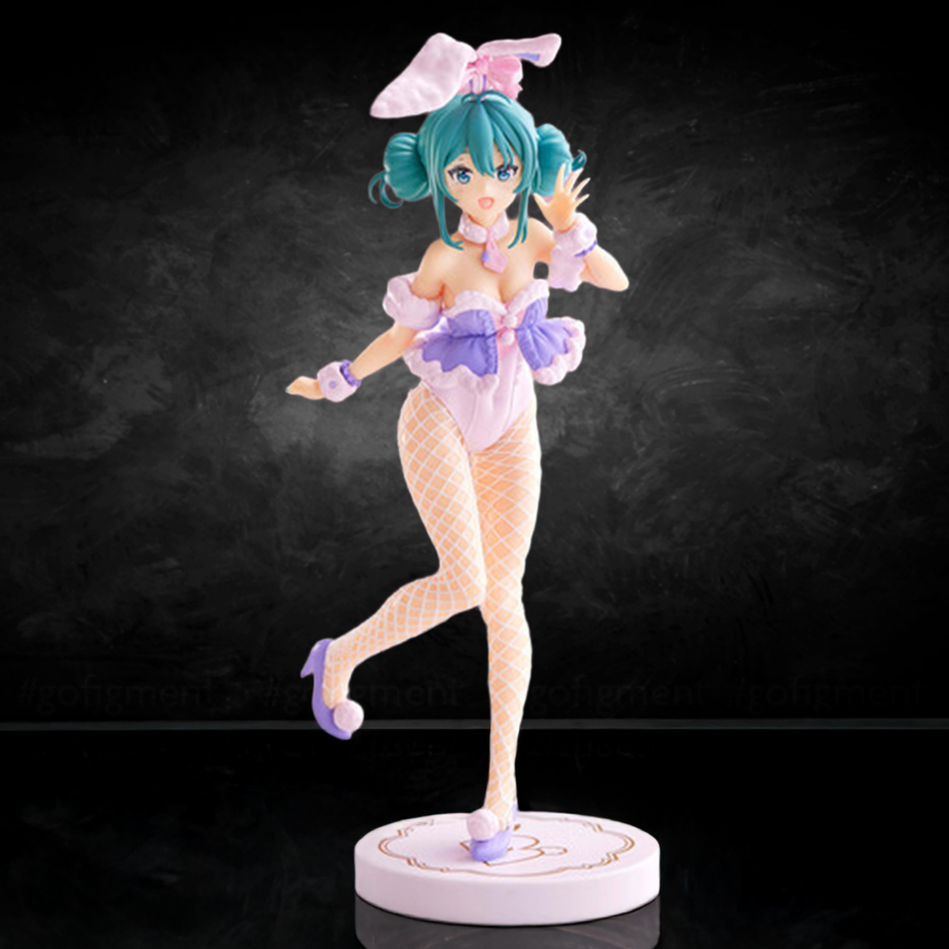 Furyu - Hatsune Miku - BiCute Bunnies - White Rabbit Purple Color Statue Premium Figure - Authentic by Banpresto in bunny outfit pose