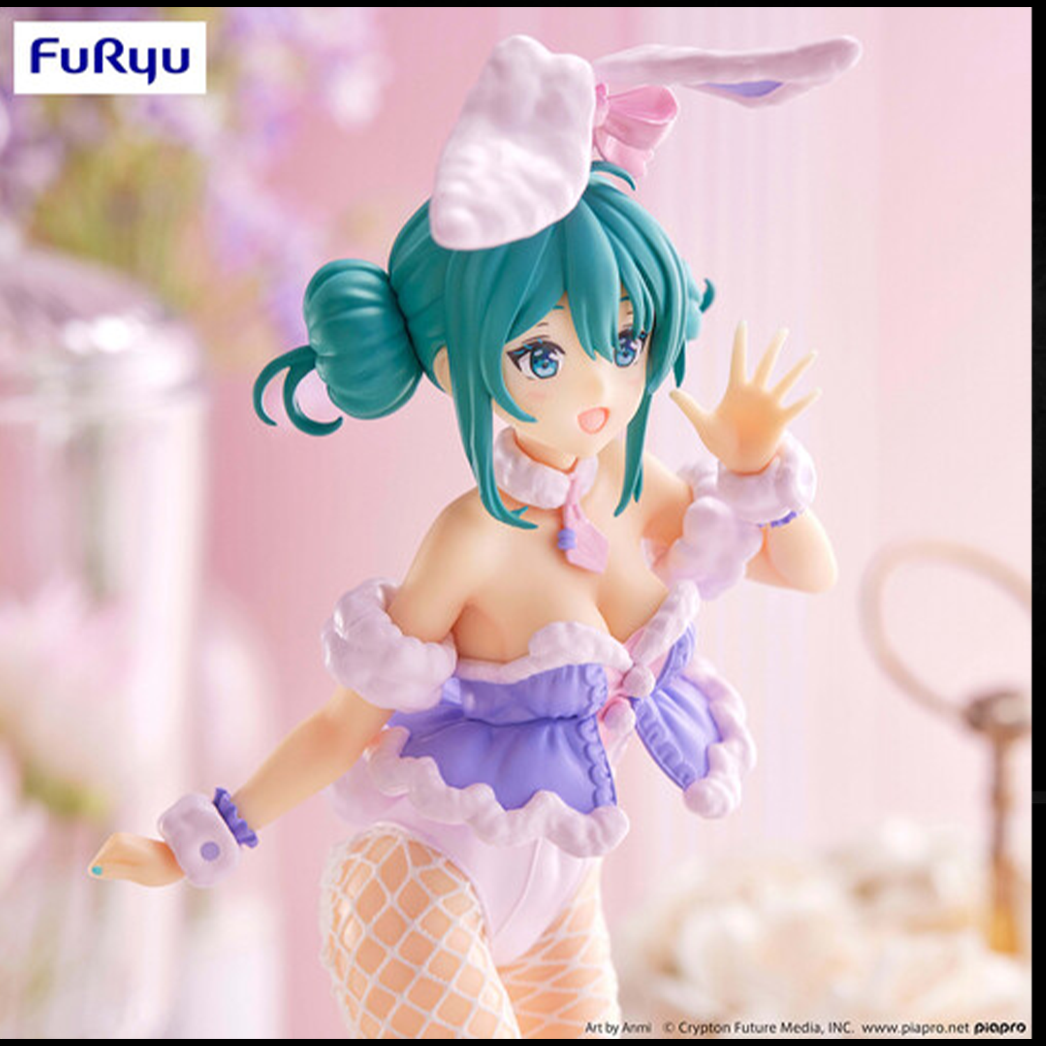 Furyu - Hatsune Miku - BiCute Bunnies - White Rabbit Purple Color Statue Premium Figure - Authentic by Banpresto in detailed bunny outfit