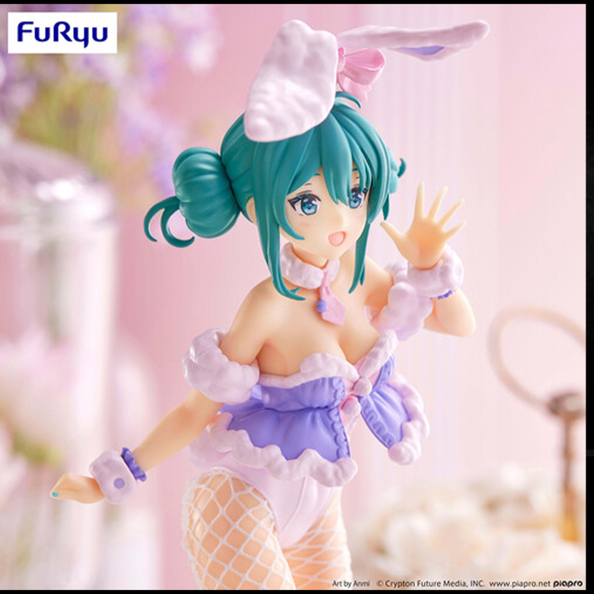 Furyu - Hatsune Miku - BiCute Bunnies - White Rabbit Purple Color Statue Premium Figure - Authentic by Banpresto in detailed bunny outfit