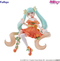 Hatsune Miku Citrus Noodle Stopper Figure FuRyu Anime PVC Statue new in box with teal hair and orange citrus-themed dress by Banpresto