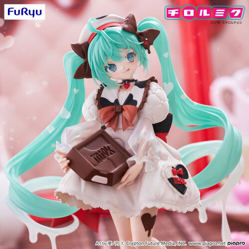 Hatsune Miku x TIROL Choco: Milk Chocolate Version – Trio-Try-iT Statue by Banpresto with mint twintails and chocolate bar prop new in box