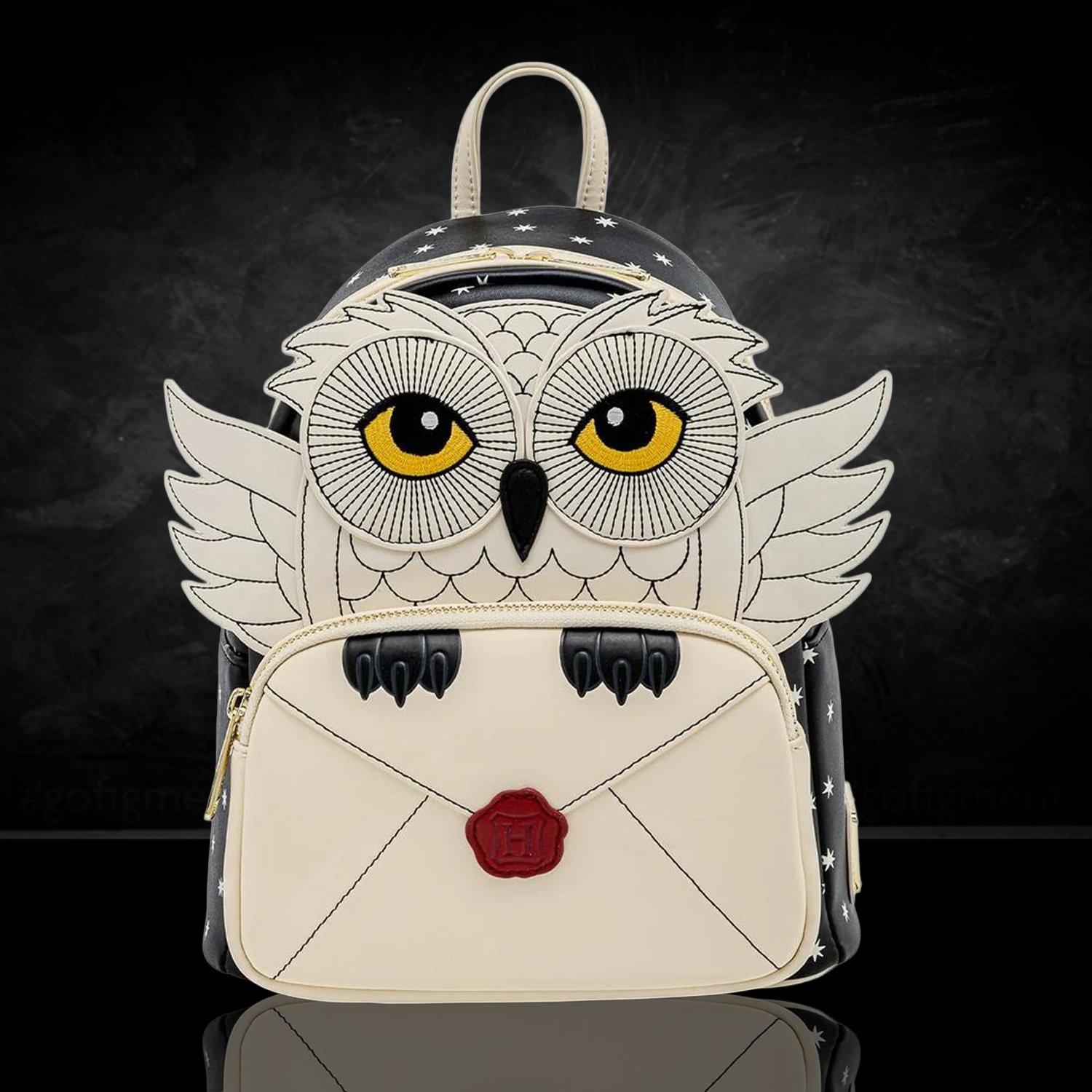 Harry Potter Loungefly Mini-Backpack – 2 Pack Hogwarts and Hedwig with cream owl design and Hogwarts letter pocket detail