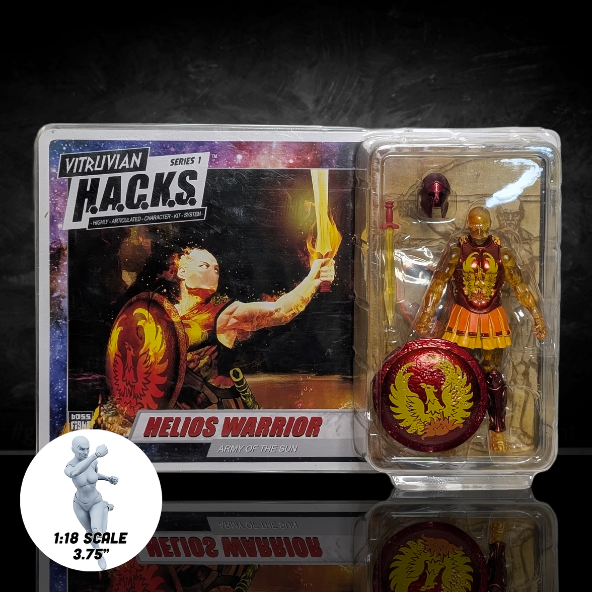 Helios Warrior Vitruvian H.A.C.K.S. Action Figure: Glowing Spartan Champion 1:18 Scale by Boss Fight Studio Llc new in box
