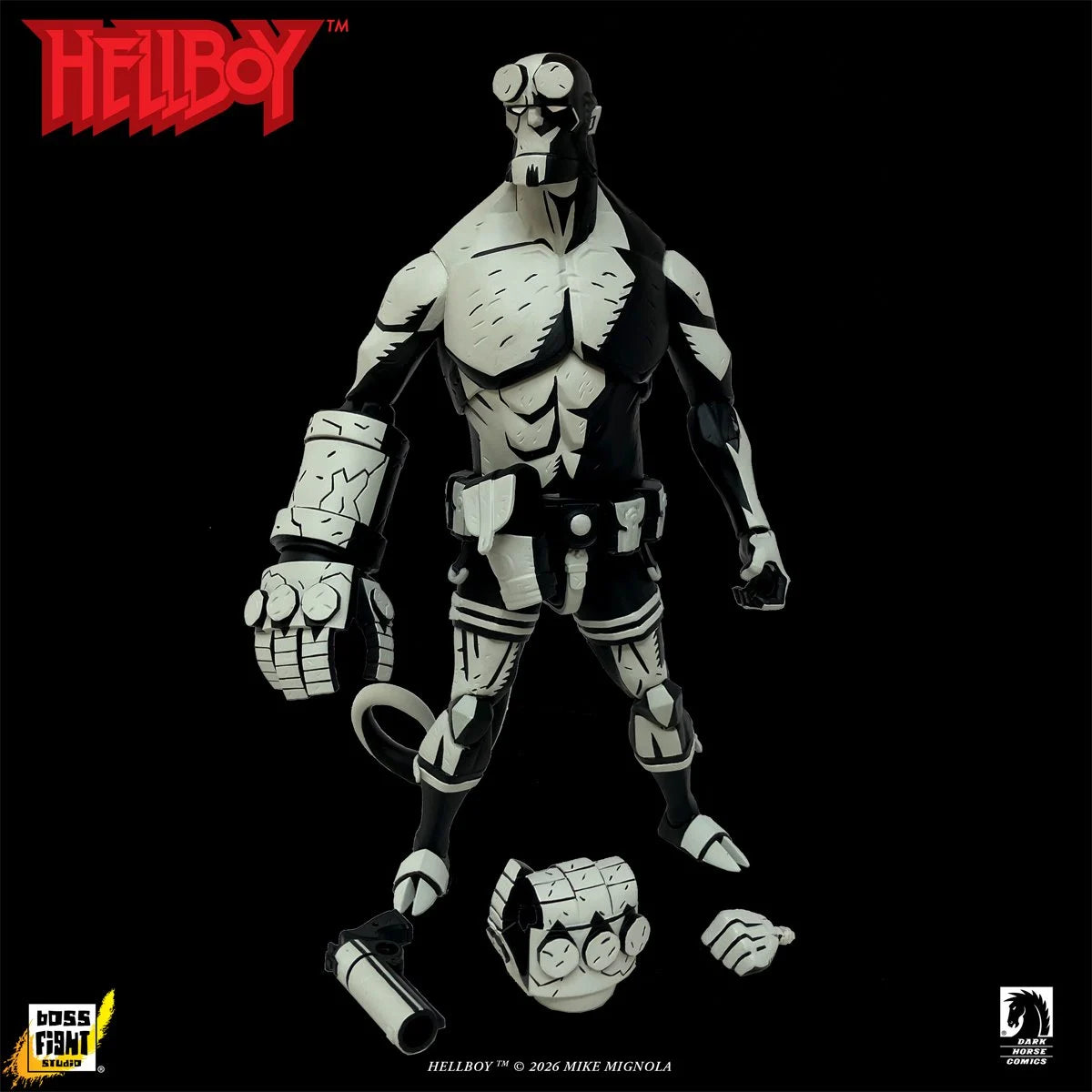 Hellboy Black and White 1:12 Scale Action Figure - Entertainment Earth Exclusive by Boss Fight Studio 7.5 Inches
