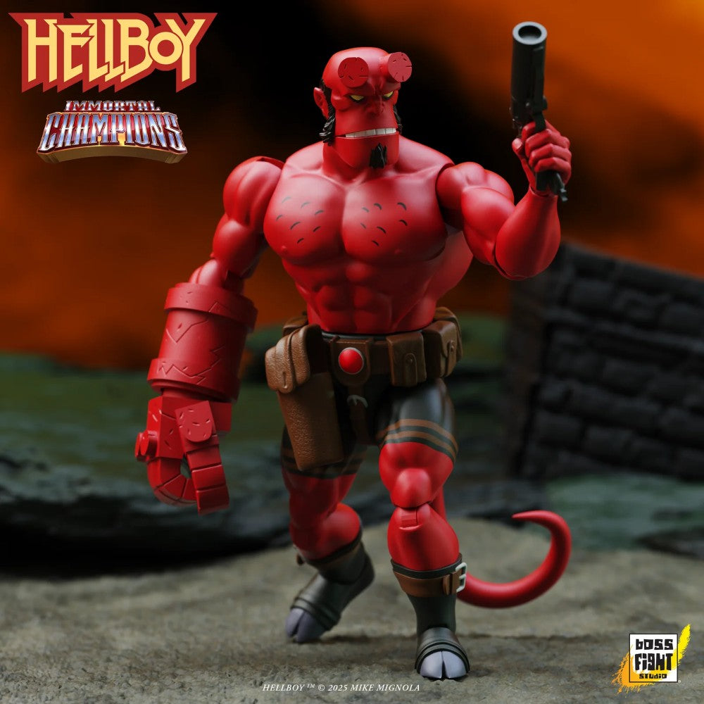 Hellboy Immortal Champions Retro 5.5-Inch Scale Action Figure Boss Fight Studio Llc with pistol and detailed sculpt