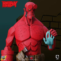 Hellboy 1:12 Scale Action Figure Wave 1 (Box Full of Evil) by Boss Fight Studio holding blue severed hand, sold by Go Figment