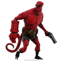 Hellboy 1:12 Scale Action Figure Wave 1 (Box Full of Evil) by Boss Fight Studio in dynamic pose with pistol and large right hand