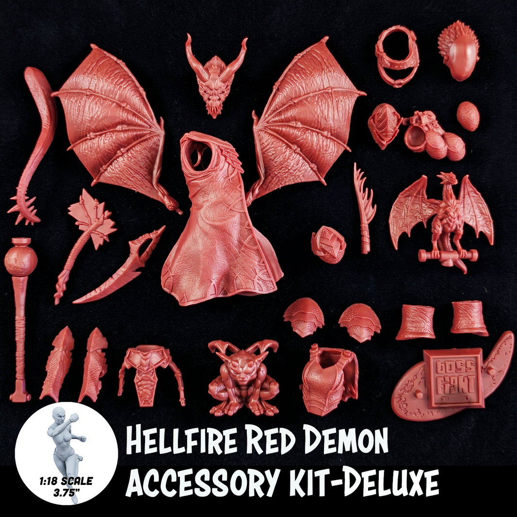 1:18 Scale Hellfire Red Demon Customizer Kit (Armor, Wings & Weapons Pack for 3.75" - 4" Figures) by Boss Fight Studio Llc, new in box