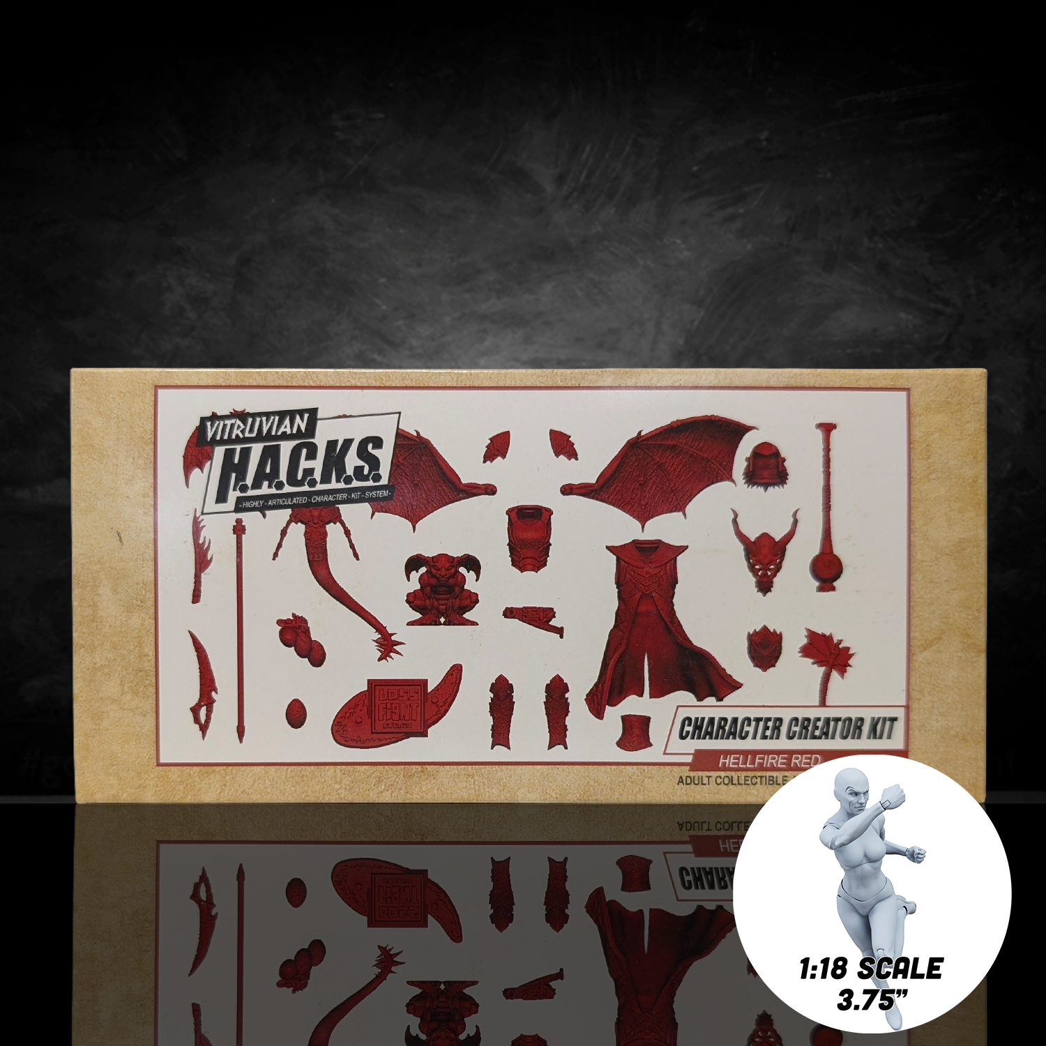 1:18 Scale Hellfire Red Demon Customizer Kit (Armor, Wings & Weapons Pack for 3.75" - 4" Figures) by Boss Fight Studio Llc