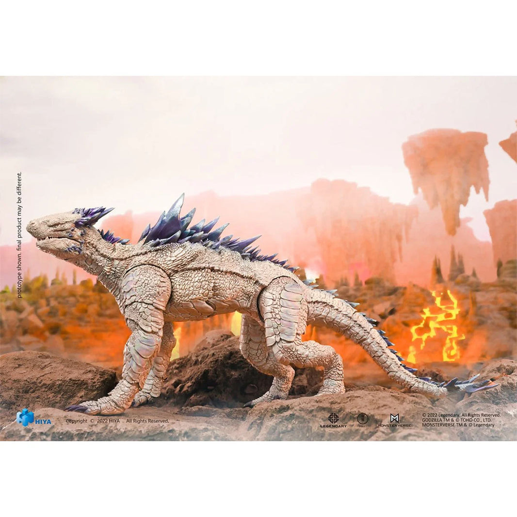 Hiya Toys Shimo Godzilla vs Kong The New Empire 7 inch detailed action figure in a volcanic landscape background