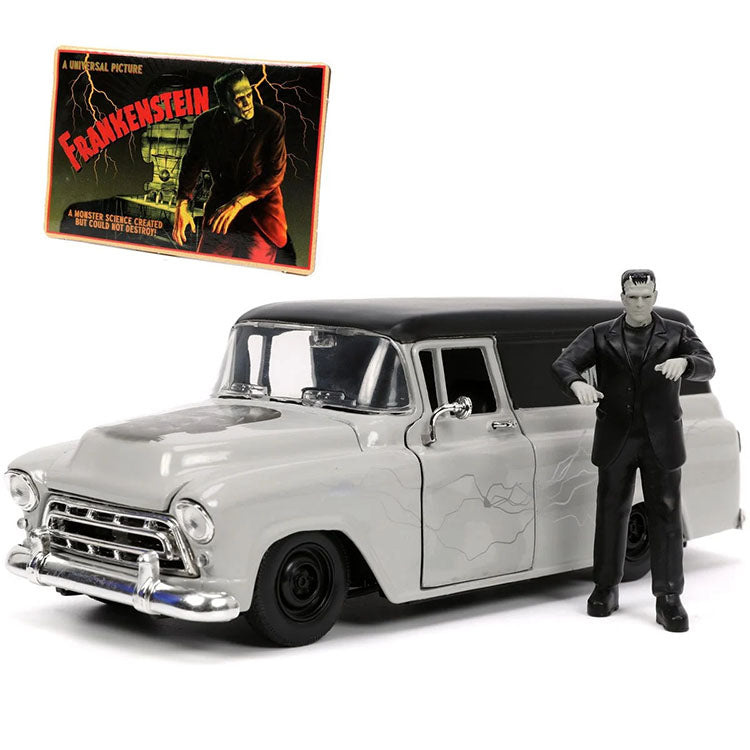 Go Figment 1957 Chevy Suburban die-cast with Frankenstein figure inspired by Universal Monsters classic film