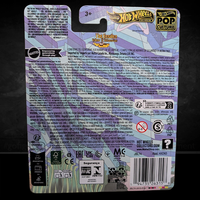 Packaging back of Hot Wheels Premium The Beatles Yellow Submarine diecast car by Mattel with detailed product information.