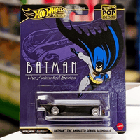 Mattel Hot Wheels Pop Culture 2026 die-cast Batman Animated Series Batmobile in black packaging front view