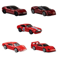 Ferrari Hot Wheels 5-Pack Die-Cast Toy Cars Set Mattel featuring detailed 1:64 scale red Ferrari models new condition collectible