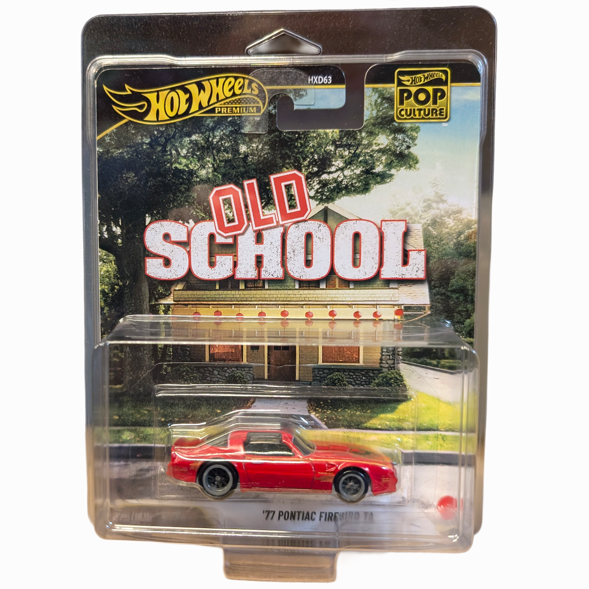 77 Pontiac Firebird T/A 1:64 Hot Wheels Pop Culture Mini-Vehicle by Mattel in red packaging