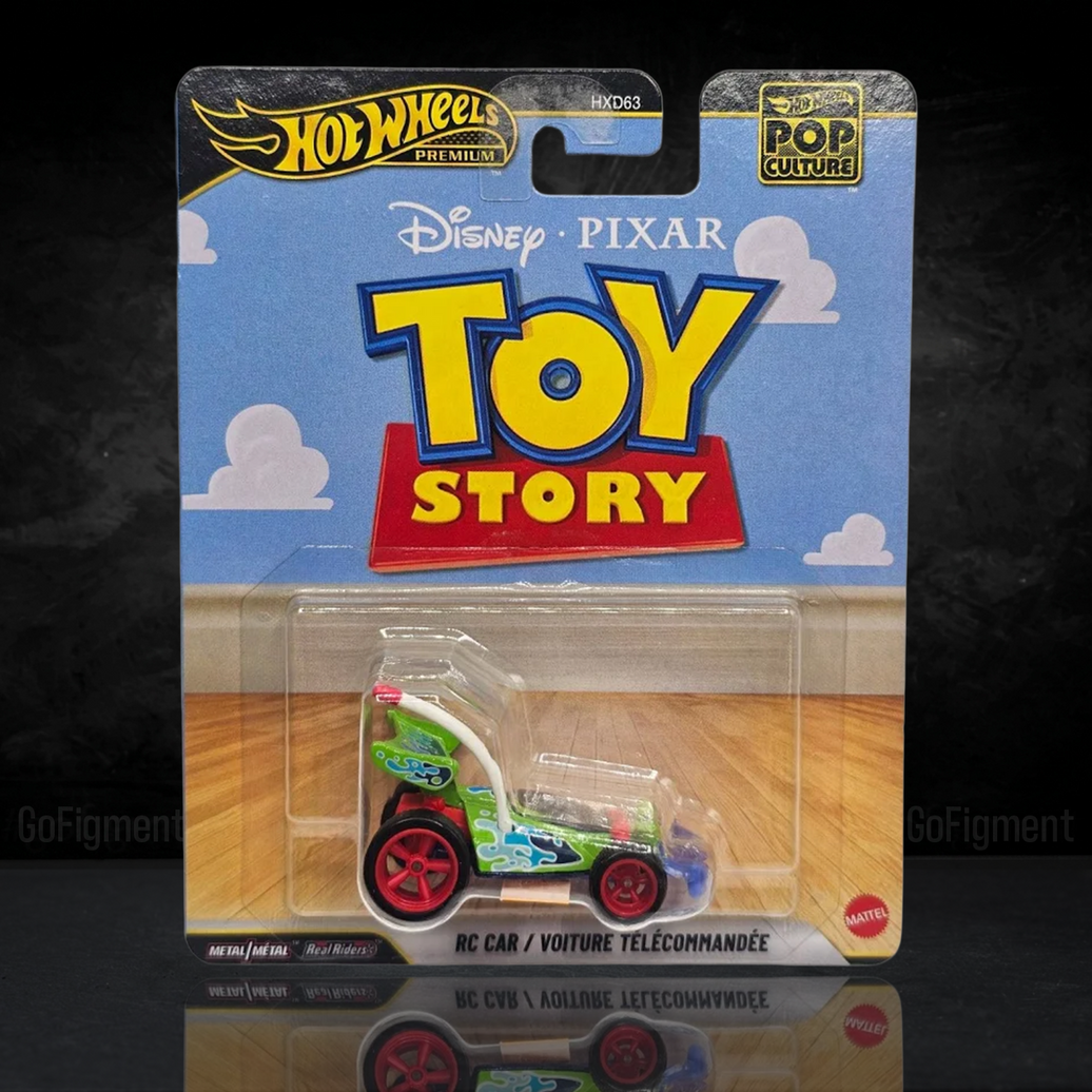 Toy Story RC Car 1:64 Scale Hot Wheels Premium Pop Culture Diecast Car by Mattel in colorful Toy Story packaging