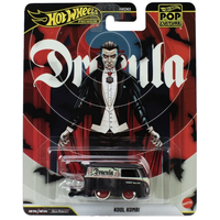 Dracula Kool Kombi 1:64 Scale Hot Wheels Premium Pop Culture Diecast Car by Mattel in black with vampire-inspired artwork and red wheels