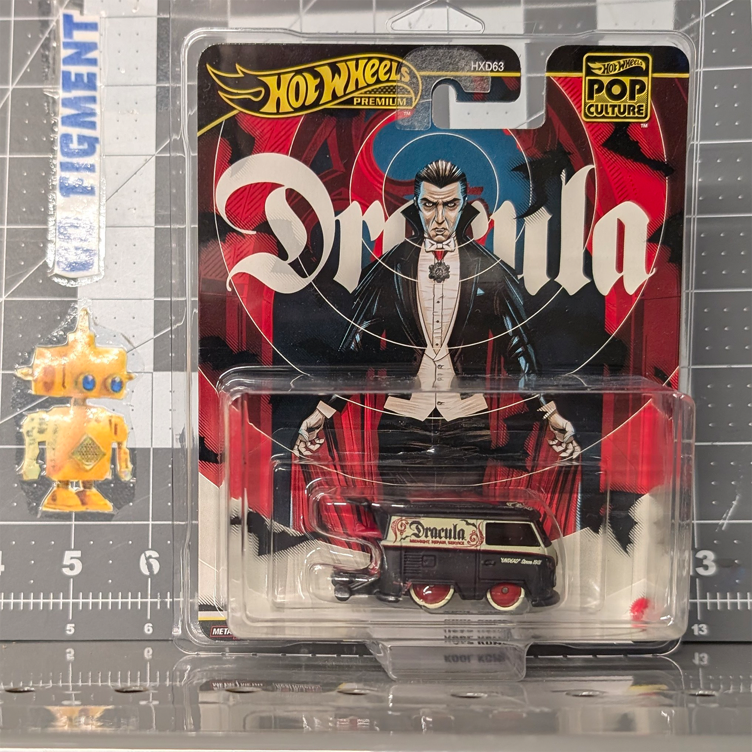Dracula Kool Kombi 1:64 Scale Hot Wheels Premium Pop Culture Diecast Car by Mattel in vampire-themed packaging
