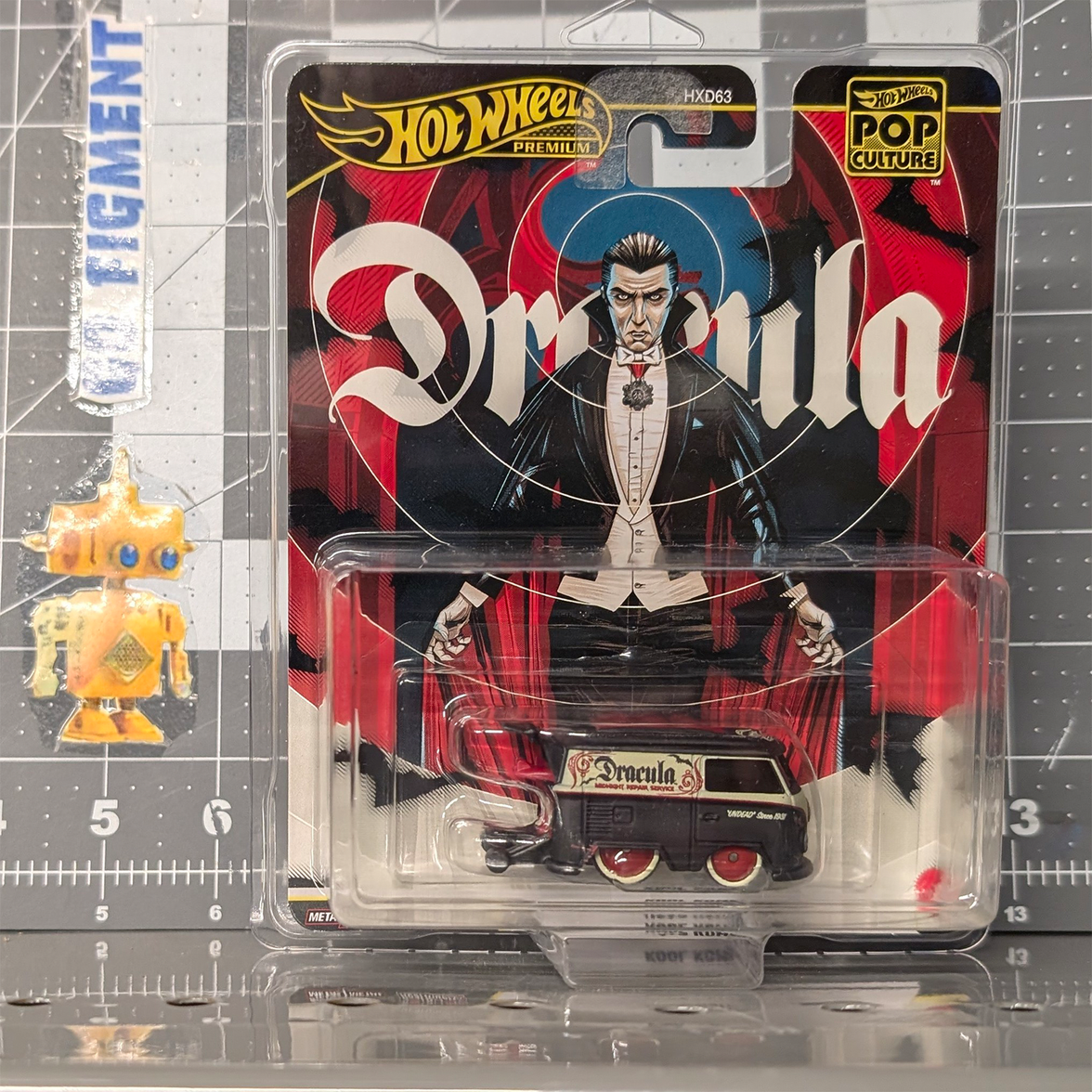 Dracula Kool Kombi 1:64 Scale Hot Wheels Premium Pop Culture Diecast Car by Mattel in vampire-themed packaging