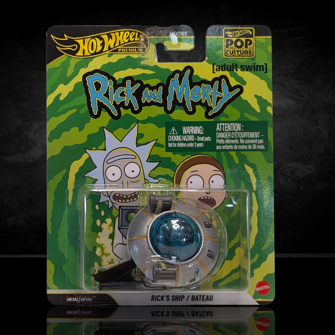 Rick and Morty adult swim Rick's Ship Hot Wheels Premium Pop Culture Diecast Car by Mattel in original packaging