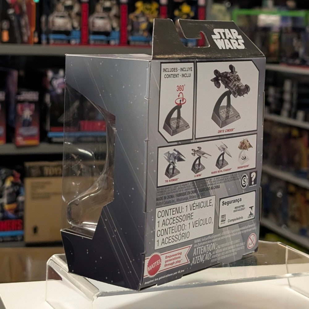 Mattel Star Wars Hot Wheels Starships Select Onyx Cinder 1:50 scale die-cast vehicle packaging back view