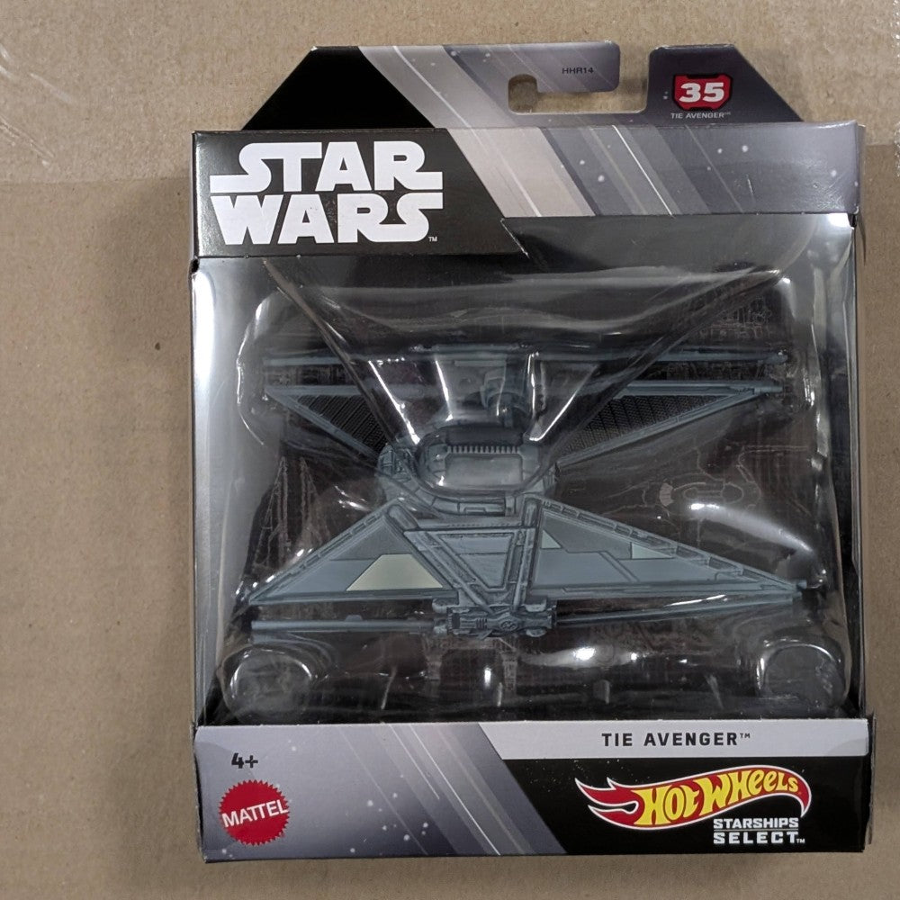 Mattel Star Wars Hot Wheels Starships Select TIE Avenger die-cast vehicle in packaging from 2025 Wave 3