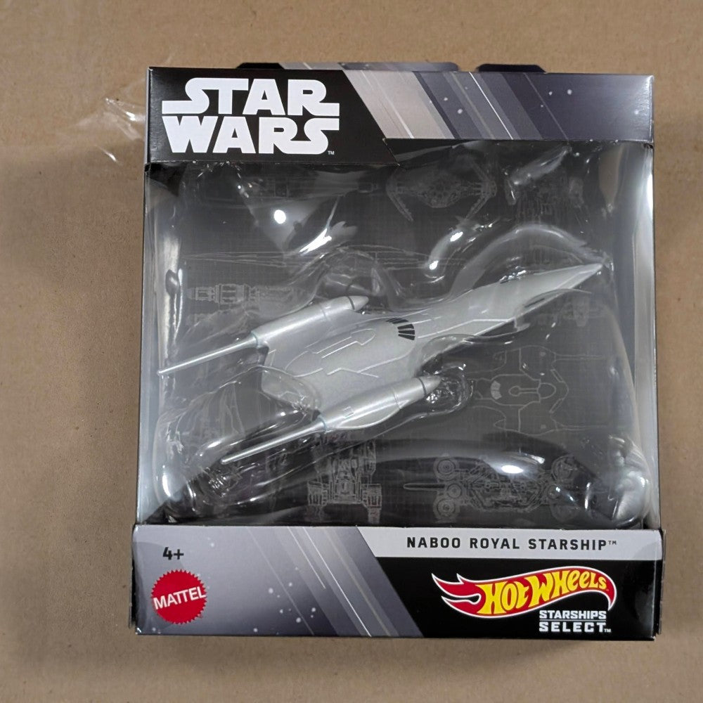 Mattel Star Wars Hot Wheels Starships Select Naboo Royal Starship 1:50 scale die-cast model in clear display box