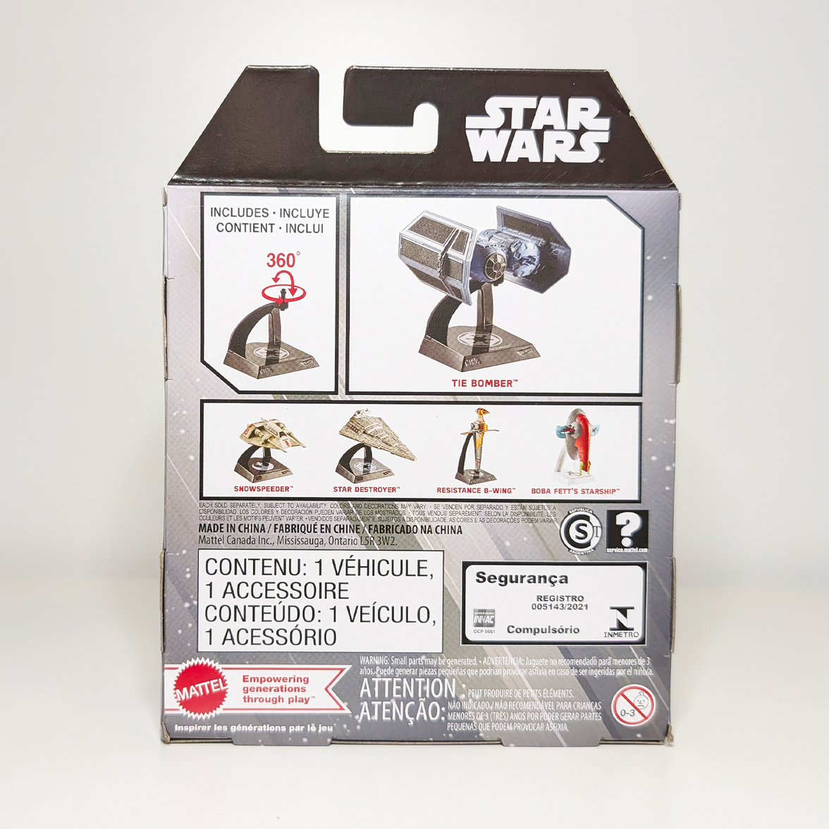 Tie Bomber Star Wars Hot Wheels Starships Select 1:50 Scale Die-Cast Vehicle - 2026 by Mattel packaging back view