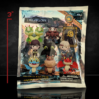 How to Train Your Dragon 3D figural bag clip collectible in original unopened packaging with various characters shown.