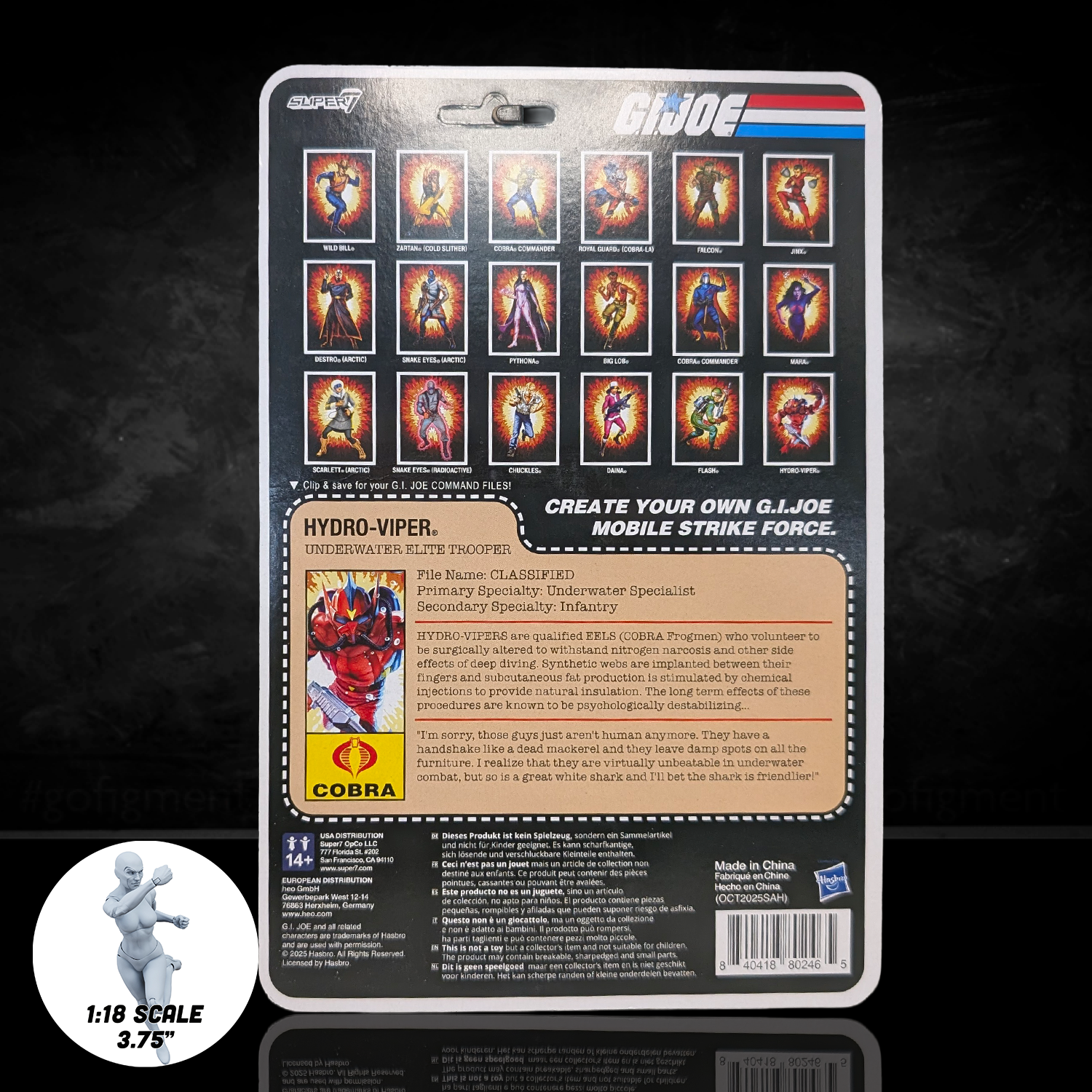 Daina G.I. Joe ReAction+ Wave 7 Oktober Guard Sniper Action Figure new in box by Super7 collectible toy packaging backview