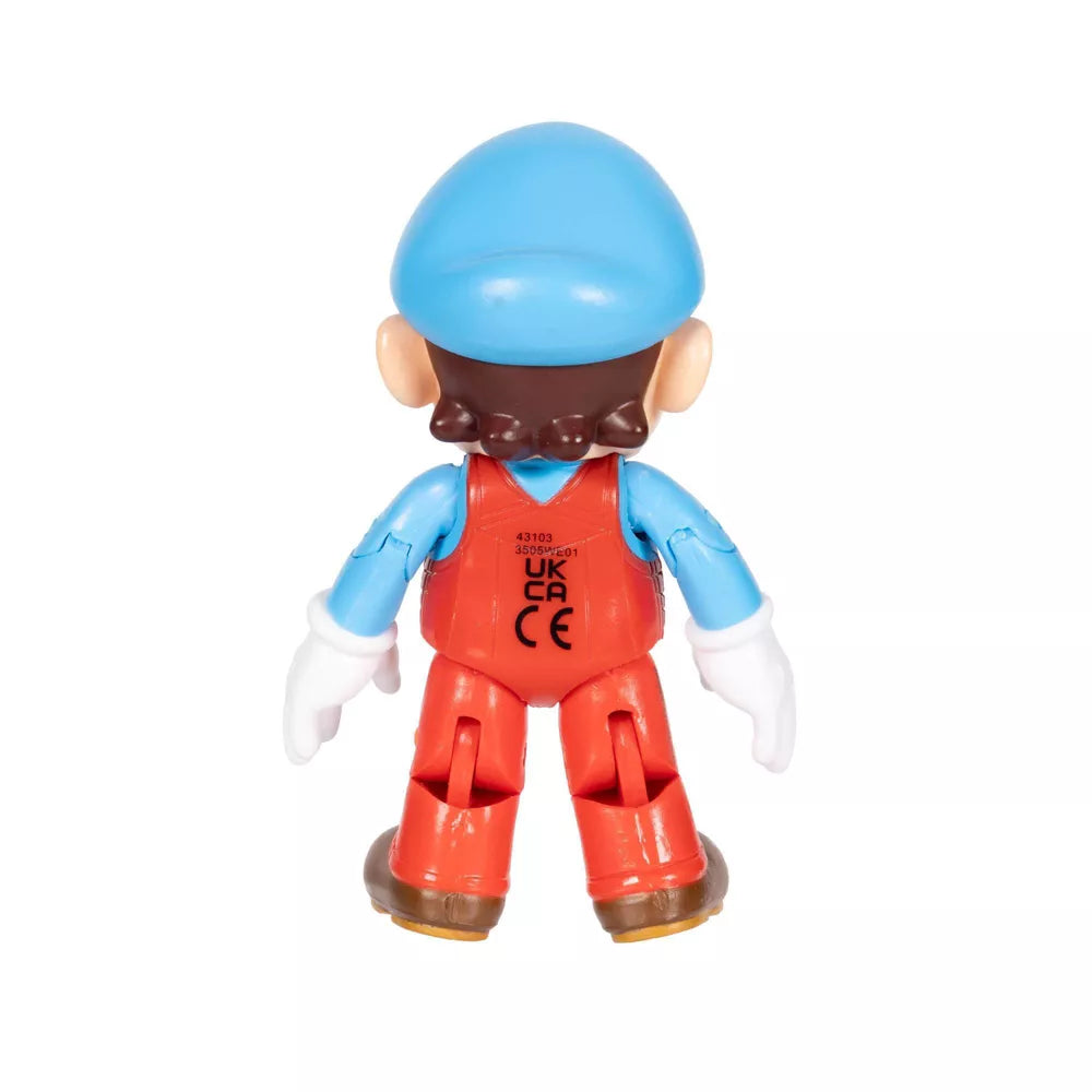 Super Mario Wave 49 - Ice Mario with Ice Flower 4" Action Figure Collectible by Jakks showing back view with blue hat and red outfit.