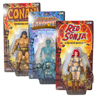 Carded fantasy action figures featuring Conan, a spectral guardian, and Red Sonja