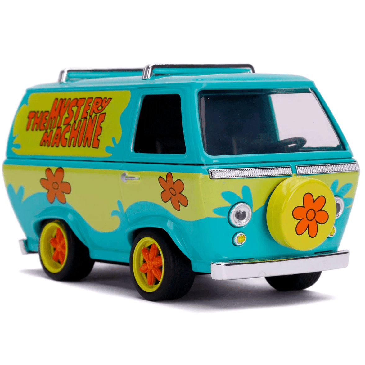 Go Figment 1:32 scale die-cast model of The Mystery Machine van from Scooby-Doo with colorful flower designs.