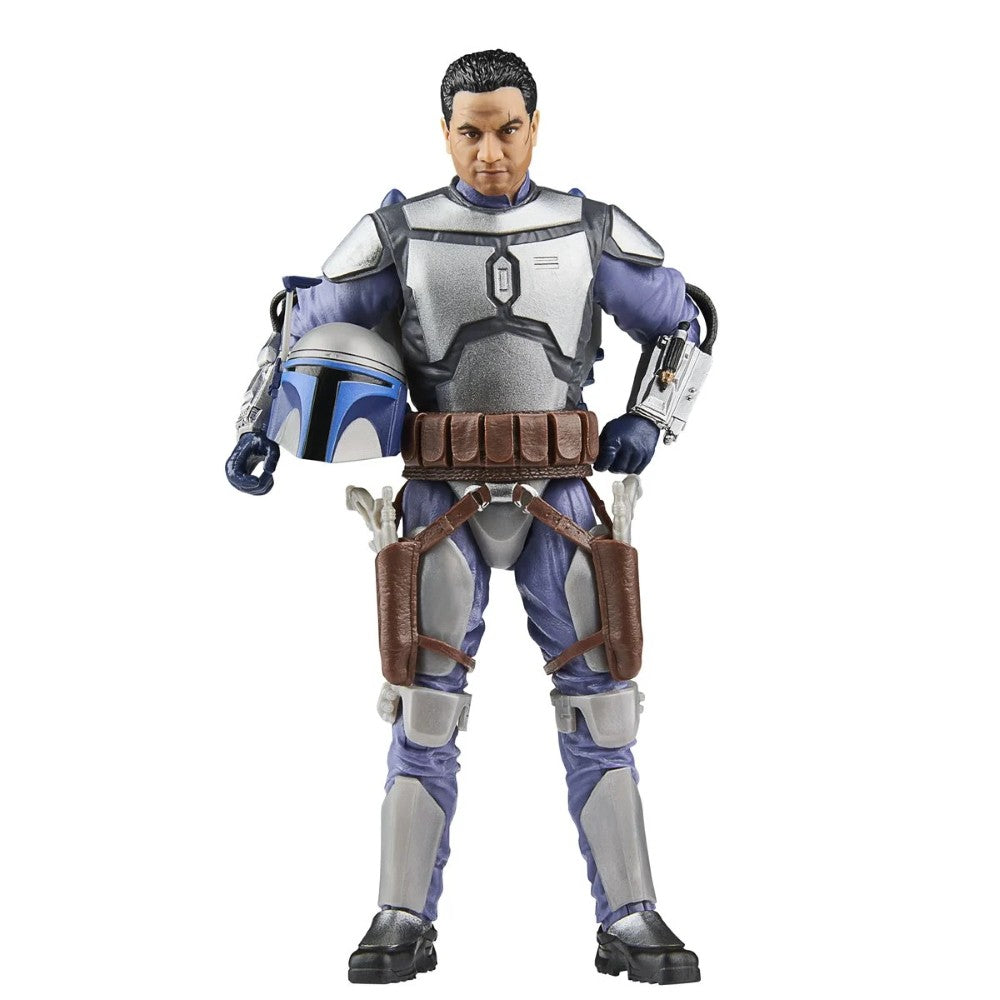 Hasbro Star Wars Black Series 6-inch Jango Fett figure with unhelmeted head and detailed armor holding blue helmet