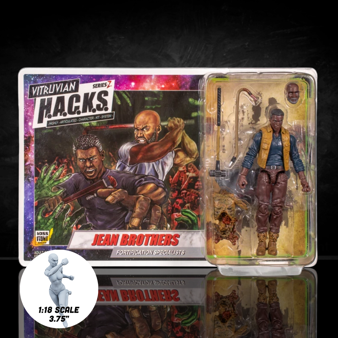 Vitruvian H.A.C.K.S. Action Figure: Series Z - Jean Brothers – Fortification Specialists & Survivor Heroes 1:18 Scale by Boss Fight Studio Llc new in box
