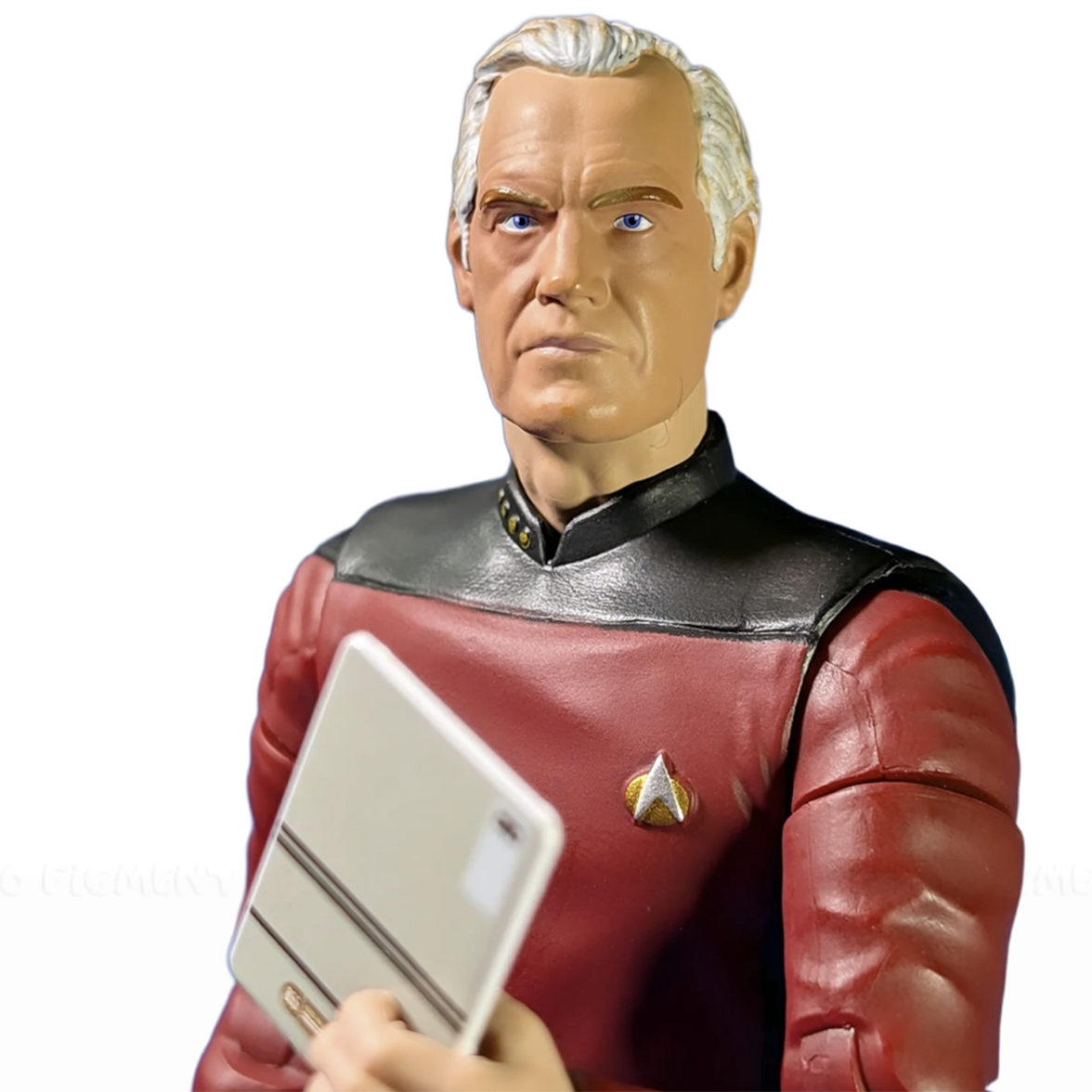 Captain Jellico 7" Star Trek: TNG Nacelle Premium Action Figure Collectible by Nacelle holding a tablet.