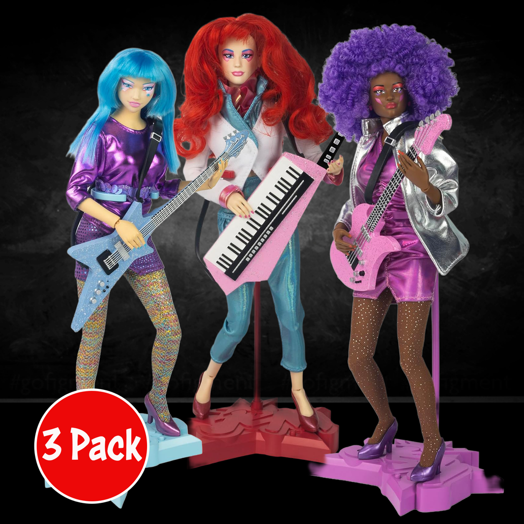 Jem and the Holograms Back Up 3 Pack BUNDLE Aja - Kimber - Shana 12-Inch Fashion Doll new in box by Loyal Subjects