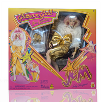 Jem and the Holograms Glitter and Gold Jem Jerrica 12-Inch Fashion Doll The Loyal Subjects 2025 in gold outfit with pink hair